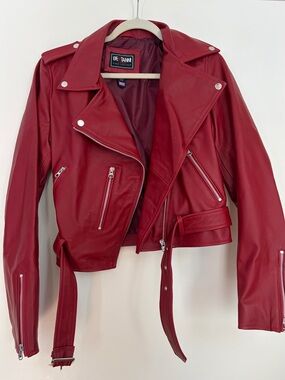 Bertanni London Red Real Leather Moto Jacket